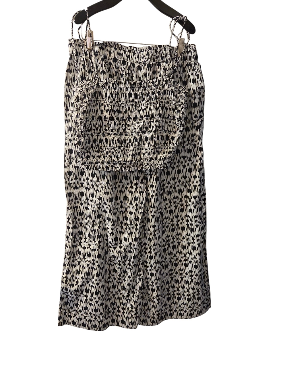 Smocked Waist Black and White Printed 2 Pc Pant Set Sz L